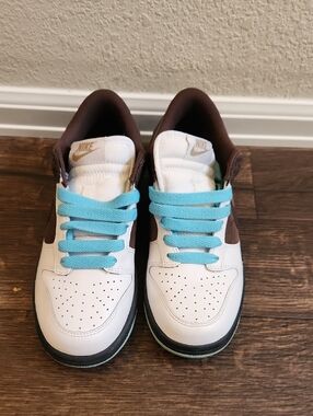 Nike Dunk Low White, Brown & Light Blue